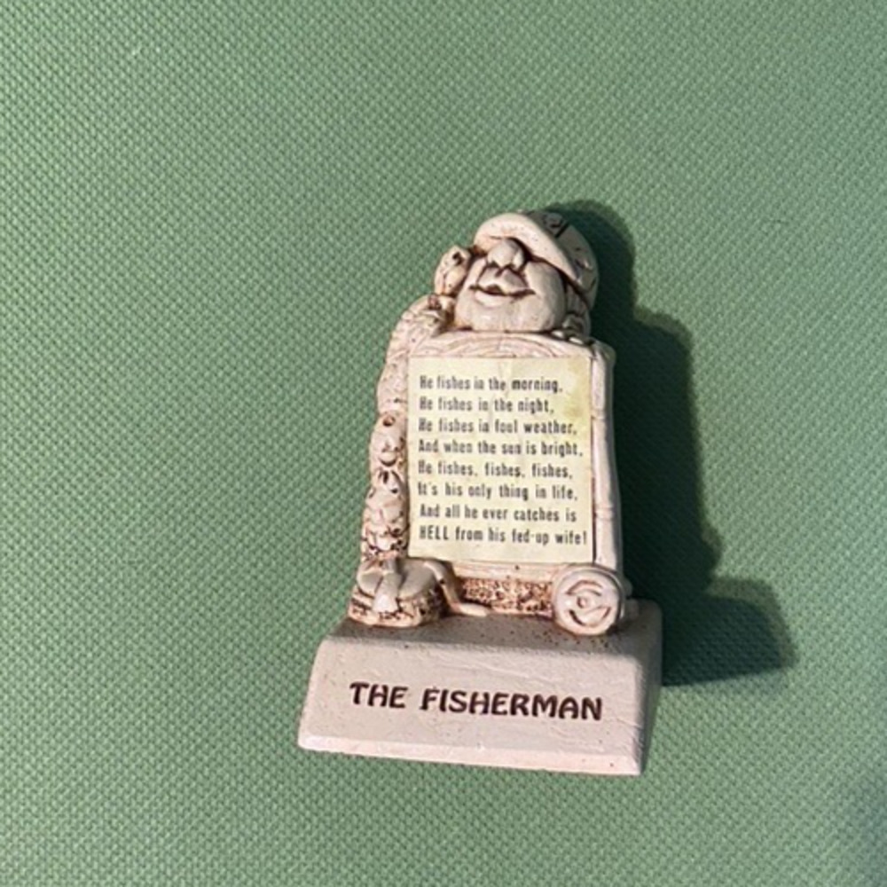 Vintage Figurine Art Gigi The Fisherman by C.M. Paula Company 1973 W.S.N. 70s